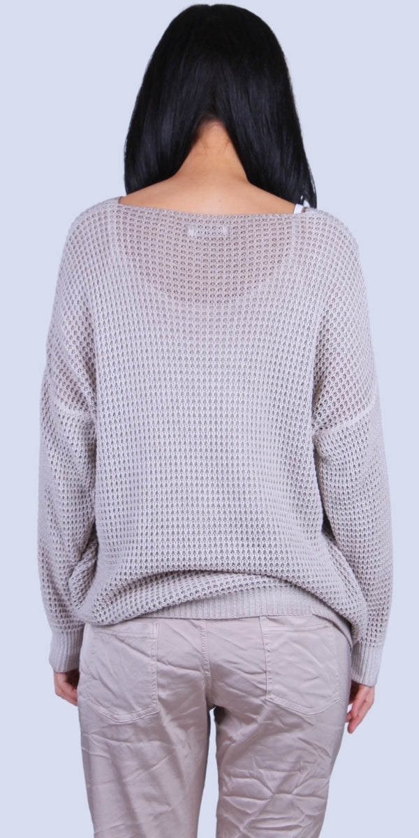 Sara Knit Sweater - Gigi Moda - Made in Italy # Gigi Moda, Knit, knit sweater, Long Sleeve, made in italy, one size, Sweater, Top, V Neck