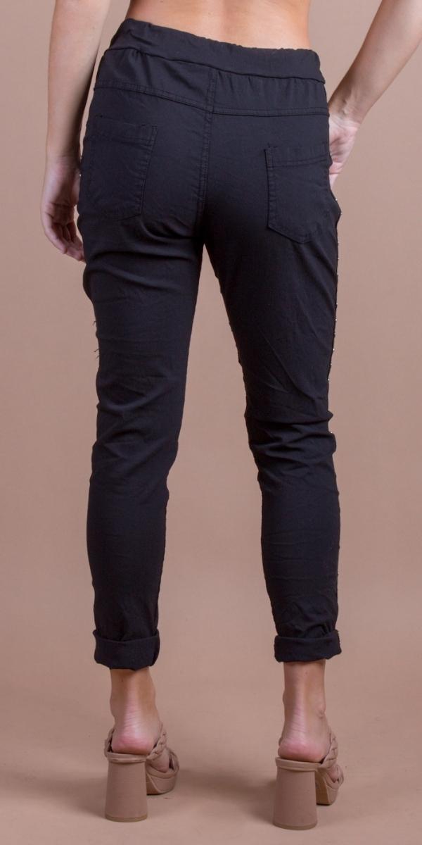 Savona Pants - Shop Gigi Moda - Made in Italy # cropped pant, Cropped pants, drawstring pant, drawstring pants, free shipping, Gigi Moda, Made in Italy, one size, Pants, rhinestone, studded, Tie waist