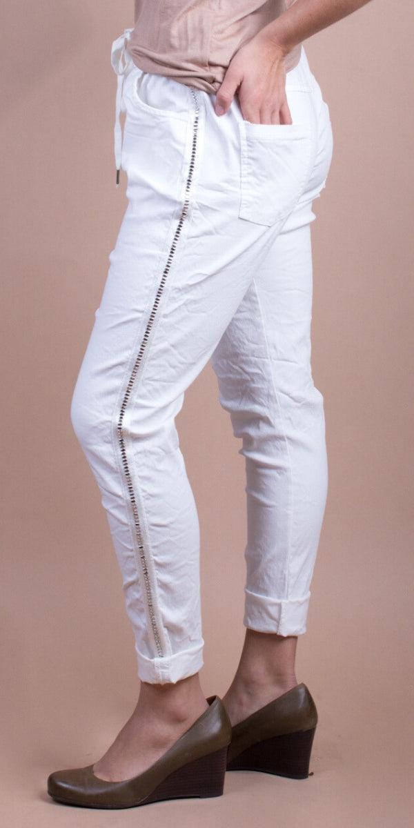 Carlo Pants - Gigi Moda - Made in Italy # cropped pant, Cropped pants, drawstring pant, drawstring pants, free shipping, Gigi Moda, Made in Italy, one size, OS, Pants, patches, studded, Tie waist