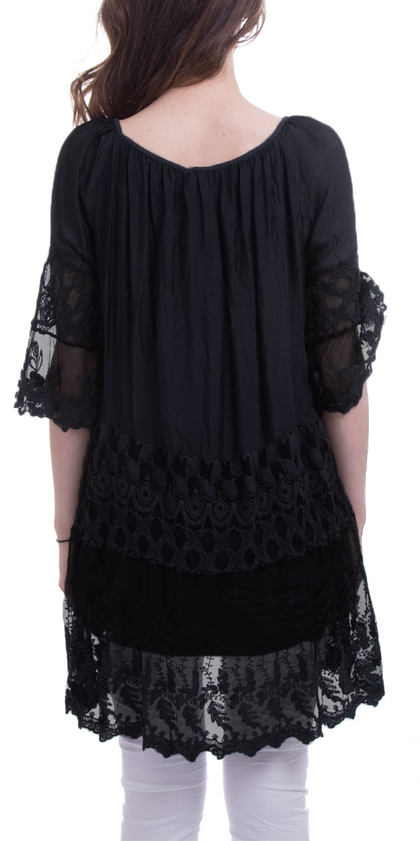 Lina Tunic Dress - Gigi Moda - Made in Italy # Dress, Embroidery, floral lace, Gigi Moda, Made in Italy, OS
