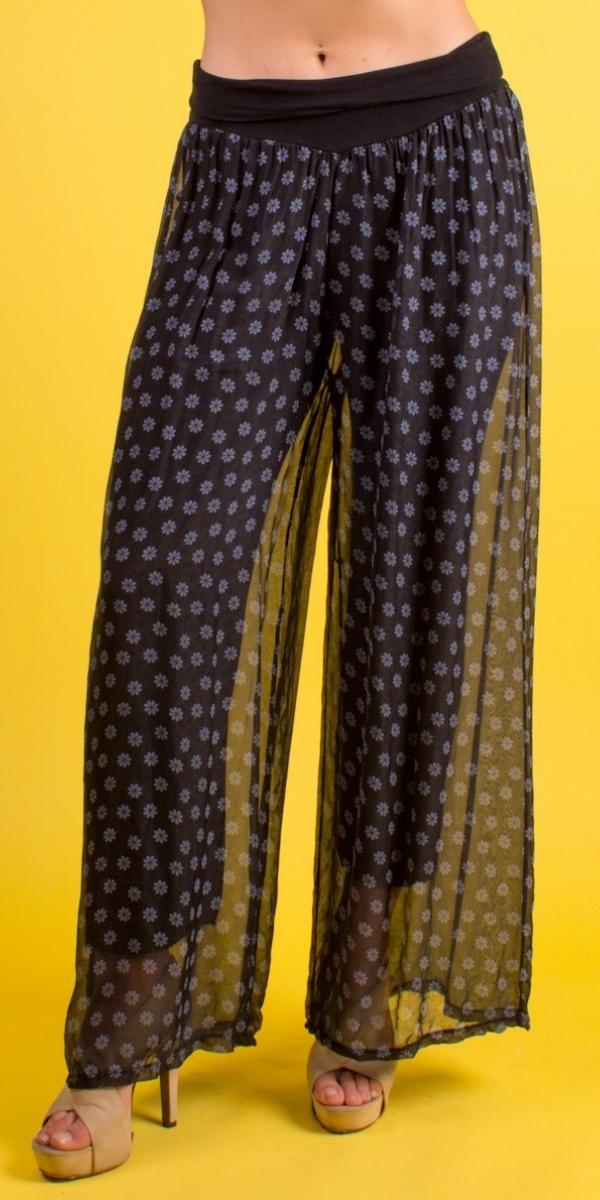 Lyda Daisy Print Pant - Shop Gigi Moda - Made in Italy # daisy print, Gigi Moda, Made in Italy, matching set, Pants, Print, Silk, summer, WIDE LEG