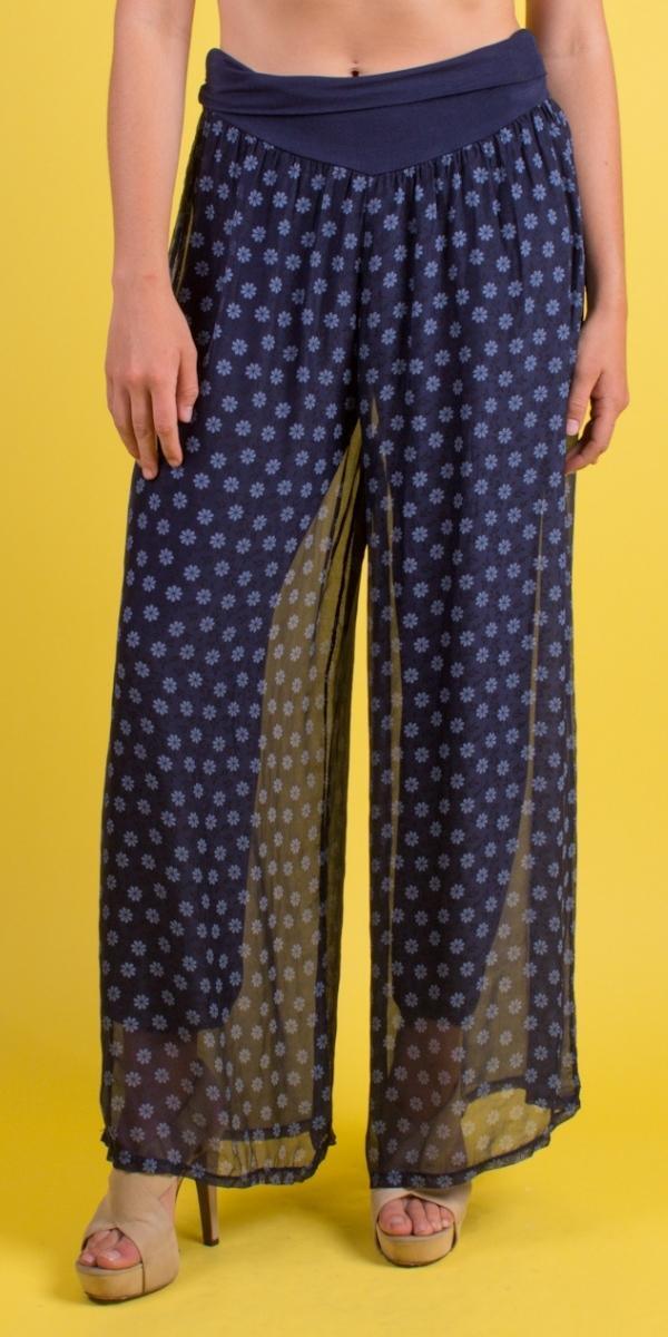 Daisy Print Pant - Gigi Moda - Made in Italy # daisy print, Gigi Moda, Made in Italy, matching set, Pants, Print, Silk, summer, WIDE LEG