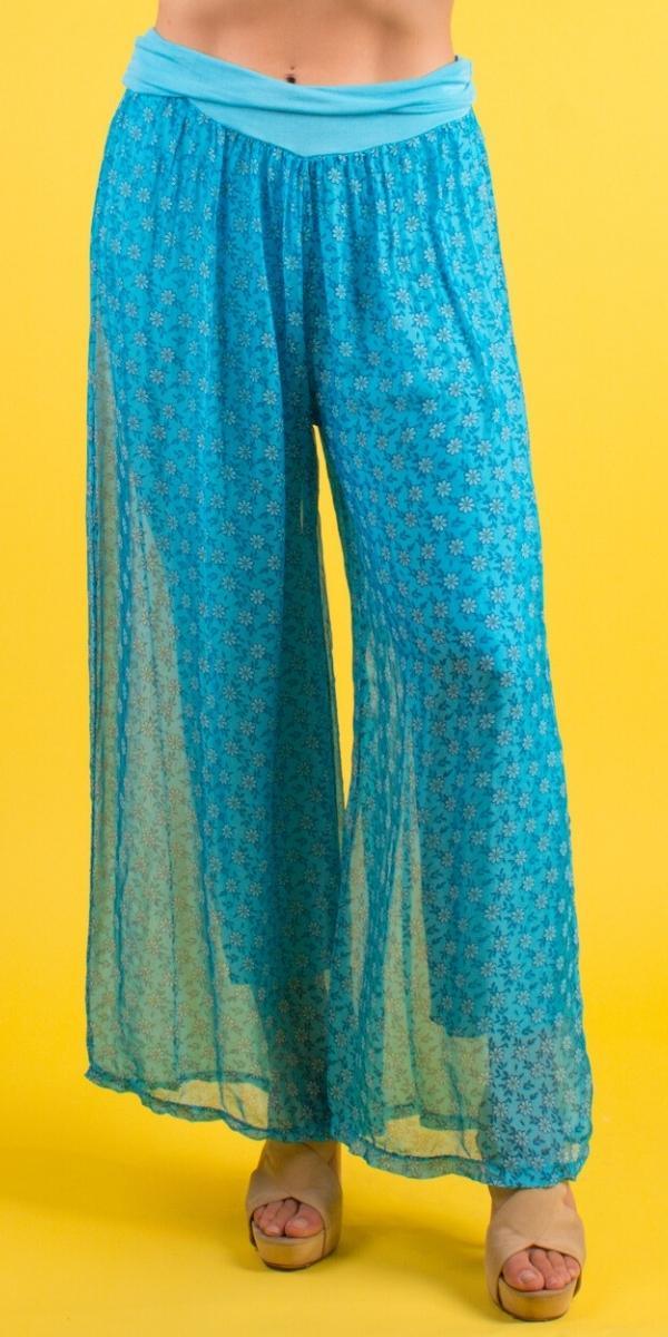 Daisy Print Pant - Gigi Moda - Made in Italy # daisy print, Gigi Moda, Made in Italy, matching set, Pants, Print, Silk, summer, WIDE LEG