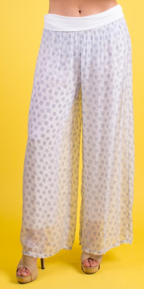 Daisy Print Pant - Gigi Moda - Made in Italy # daisy print, Gigi Moda, Made in Italy, matching set, Pants, Print, Silk, summer, WIDE LEG