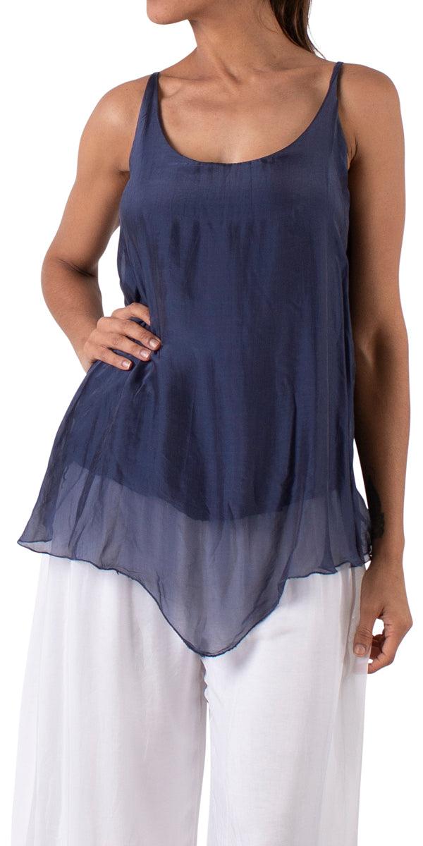 Catania Silk Tank - Gigi Moda - Made in Italy # 100% Silk, italian top, Made in Italy, OS, red white blue, resort wear, Silk, Top