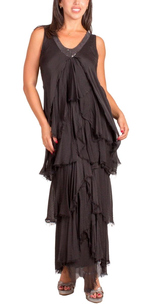 Cha-Cha Dress - Gigi Moda - Made in Italy # bridal, bridesmaid dress, Dress, Gigi Moda, Layers, Made in Italy, OS, rehearsal dinner dress, Ruffle, Sequins, Silk, Sleeveless, wedding dress