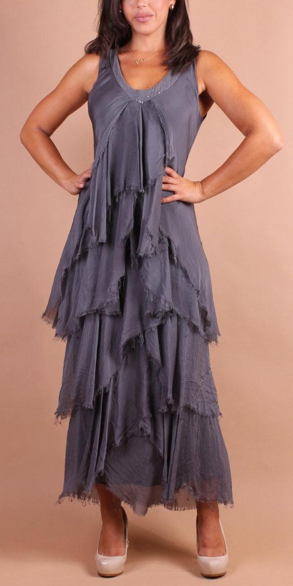 Cha-Cha Dress - Gigi Moda - Made in Italy # bridal, bridesmaid dress, Dress, Gigi Moda, Layers, Made in Italy, OS, rehearsal dinner dress, Ruffle, Sequins, Silk, Sleeveless, wedding dress