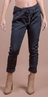 Raso Tie-Waist Pants - Shop Gigi Moda - Made in Italy # COMFY PANTS, Cropped pants, gigi moda, Italian pant, Made in Italy, Pants, Pockets, Satin, Tie waist