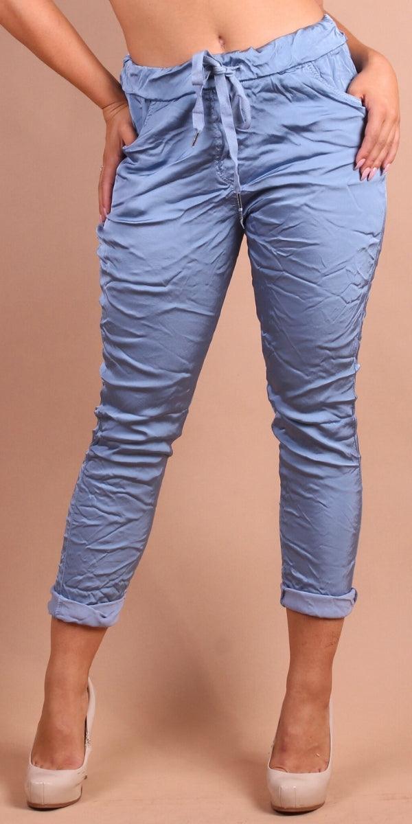 Raso Tie-Waist Pants - Gigi Moda - Made in Italy # COMFY PANTS, Cropped pants, gigi moda, Italian pant, Made in Italy, Pants, Pockets, Satin, Tie waist