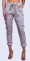 Raso Tie-Waist Pants - Gigi Moda - Made in Italy # COMFY PANTS, Cropped pants, gigi moda, Italian pant, Made in Italy, Pants, Pockets, Satin, Tie waist