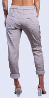 Raso Tie-Waist Pants - Gigi Moda - Made in Italy # COMFY PANTS, Cropped pants, gigi moda, Italian pant, Made in Italy, Pants, Pockets, Satin, Tie waist