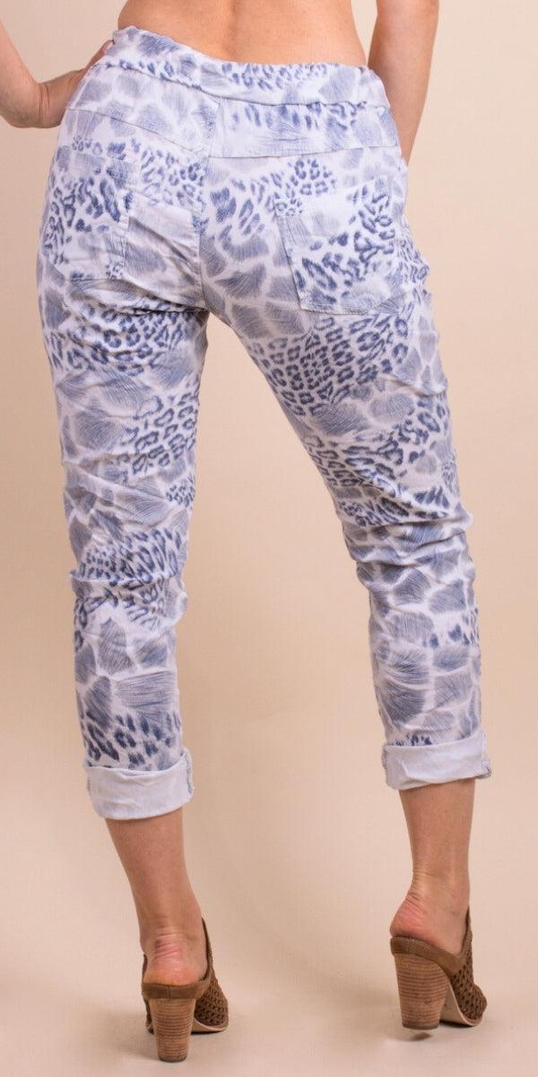 Snow Leopard Tie-Waist Pants
