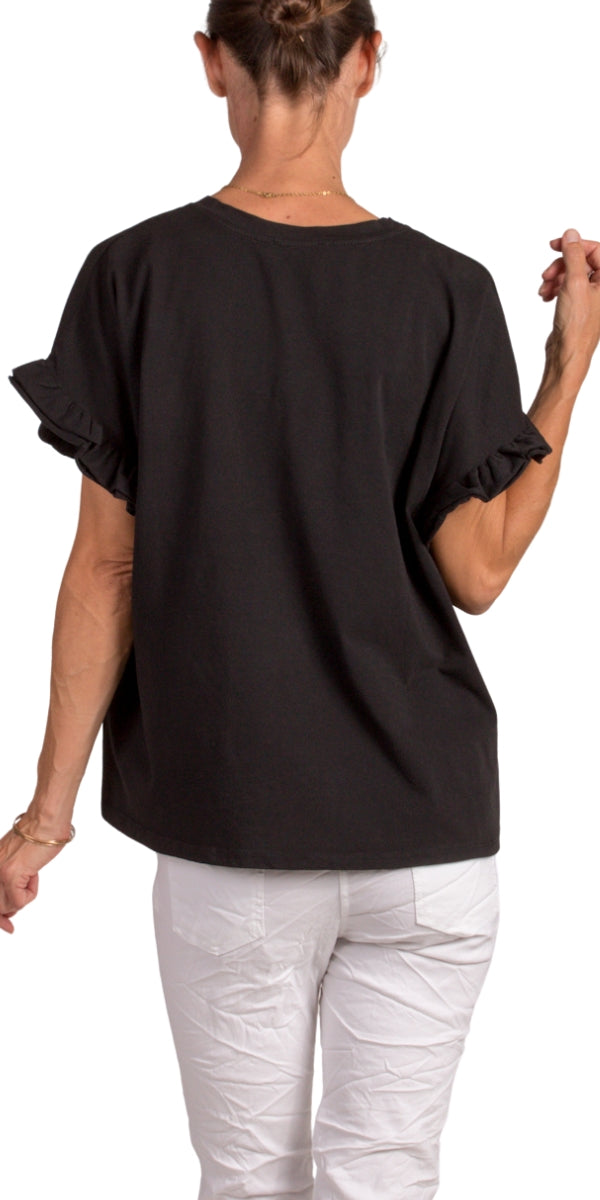 Tesorina Cotton Top - Gigi Moda - Made in Italy # 100% Cotton, Cotton, Gigi Moda, Made in Italy, one size, ruffled sleeves, shirt, spring, summer, Top