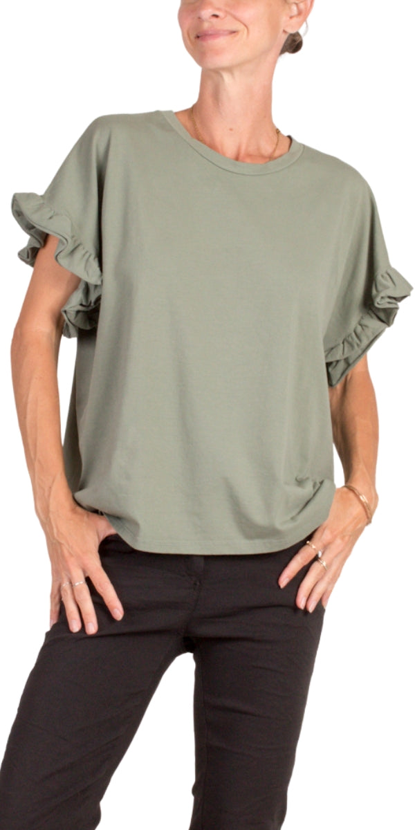 Tesorina Cotton Top - Gigi Moda - Made in Italy # 100% Cotton, Cotton, Gigi Moda, Made in Italy, one size, ruffled sleeves, shirt, spring, summer, Top