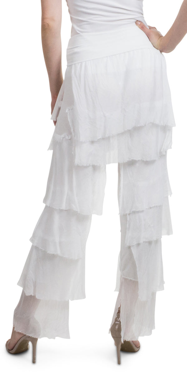 Siena Pant - Gigi Moda - Made in Italy # Gigi Moda, italian pants, italian silk, Made in Italy, OS, Pants, Ruffle, Silk, silk pants