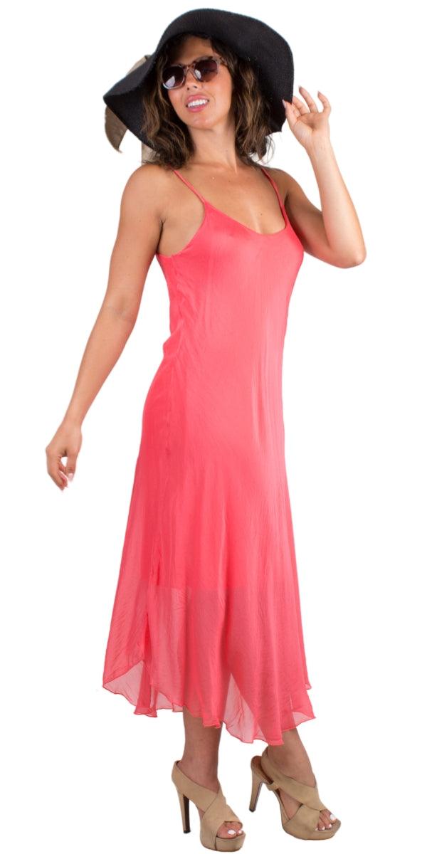 Miele Midi Dress - Gigi Moda - Made in Italy # adjustable straps, Dress, Gigi Moda, Made in Italy, midi dress, OS, resort, resort wear, Silk, Sleeveless, Spaghetti Strap, washable