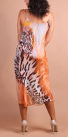 Animal Print Miele Midi Dress - Gigi Moda - Made in Italy # animal print, Dress, flowy dress, Gigi Moda, Made in Italy, midi dress, OS, resort, resort dress, resort wear, Silk, Sleeveless, Spaghetti Strap, spaghetti strap dress, Spaghetti Straps