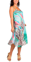 Animal Print Miele Midi Dress - Gigi Moda - Made in Italy # animal print, Dress, flowy dress, Gigi Moda, Made in Italy, midi dress, OS, resort, resort dress, resort wear, Silk, Sleeveless, Spaghetti Strap, spaghetti strap dress, Spaghetti Straps