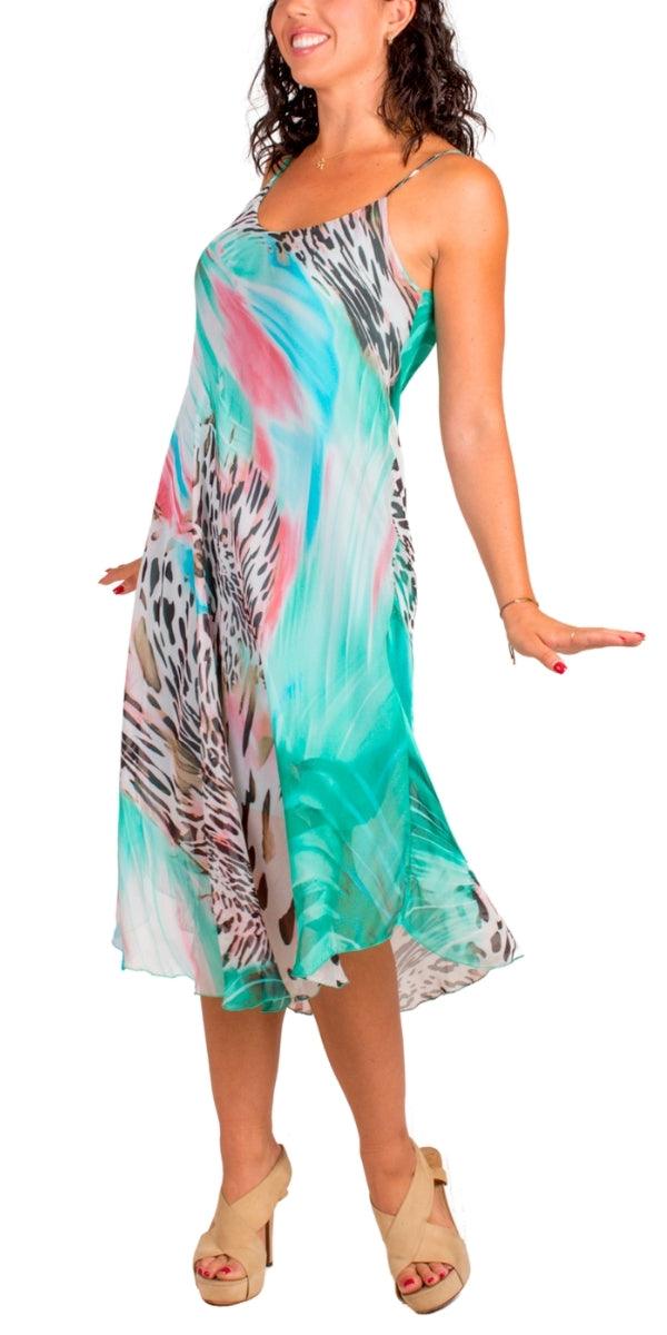 Animal Print Miele Midi Dress - Gigi Moda - Made in Italy # animal print, Dress, flowy dress, Gigi Moda, Made in Italy, midi dress, OS, resort, resort dress, resort wear, Silk, Sleeveless, Spaghetti Strap, spaghetti strap dress, Spaghetti Straps