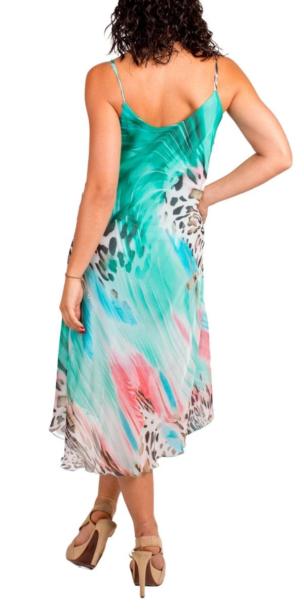 Animal Print Miele Midi Dress - Gigi Moda - Made in Italy # animal print, Dress, flowy dress, Gigi Moda, Made in Italy, midi dress, OS, resort, resort dress, resort wear, Silk, Sleeveless, Spaghetti Strap, spaghetti strap dress, Spaghetti Straps