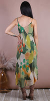 Oliva Miele Midi Dress - Gigi Moda - Made in Italy # abstract print, Dress, floral, flowy dress, Gigi Moda, Made in Italy, midi dress, OS, resort, resort dress, resort wear, Silk, Sleeveless, Spaghetti Strap, spaghetti strap dress, Spaghetti Straps