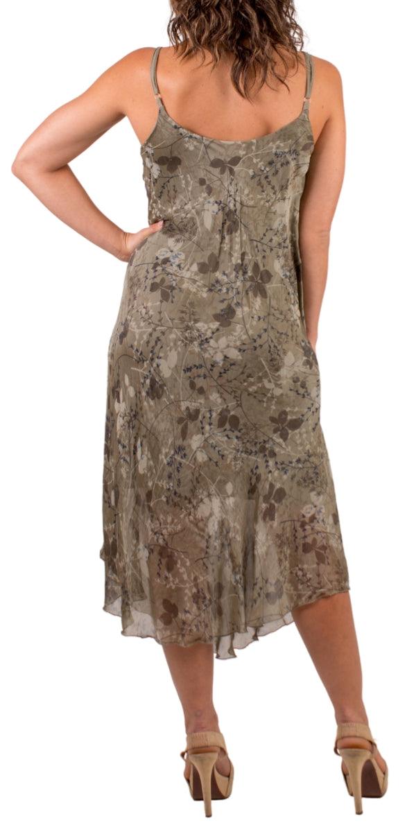 Giardino Miele Midi Dress - Gigi Moda - Made in Italy # adjustable straps, Dress, floral print, Gigi Moda, Made in Italy, maxretail, midi dress, OS, resort, resort wear, Silk, Sleeveless, Spaghetti Strap, washable