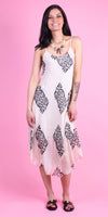 Tribal Print Miele Midi Dress - Gigi Moda - Made in Italy # Dress, flowy dress, Gigi Moda, Made in Italy, midi dress, OS, resort, resort dress, resort wear, Silk, Sleeveless, Spaghetti Strap, spaghetti strap dress, Spaghetti Straps, tribal print