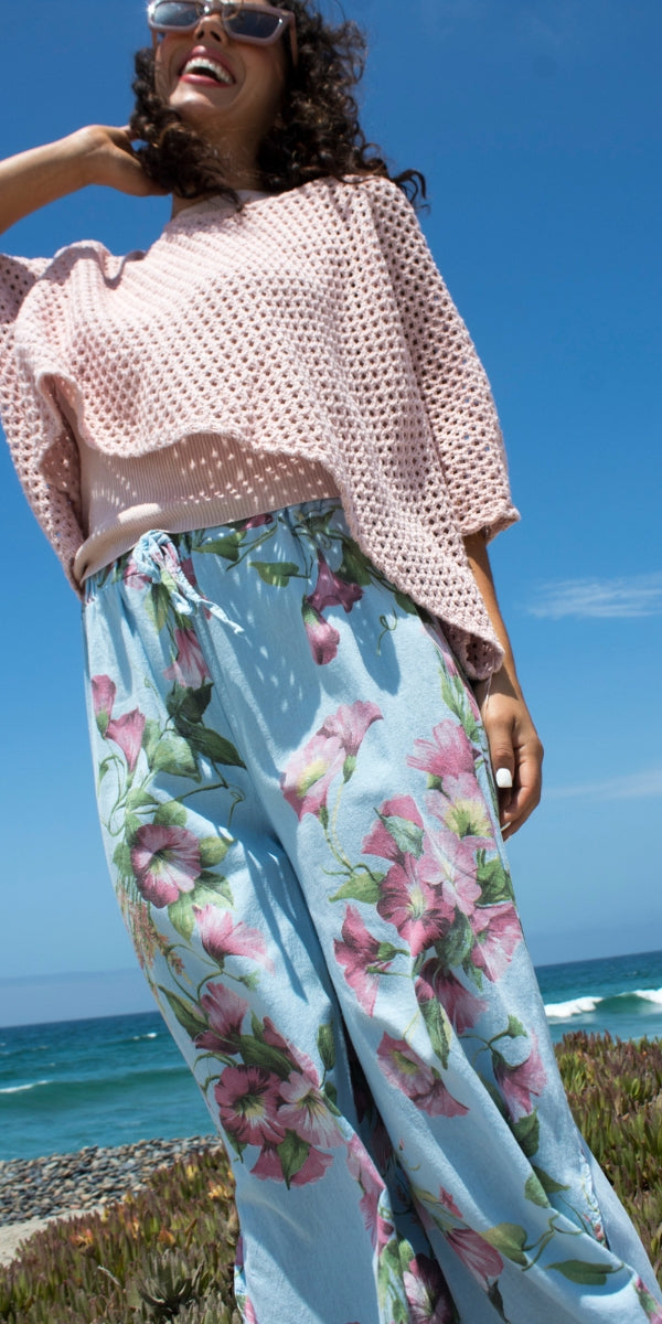 Giulana Pink Morning Glory Capri Pants