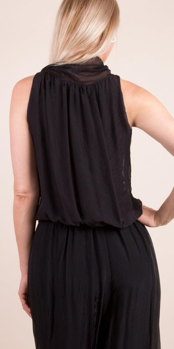 Desio Silk Top - Gigi Moda - Made in Italy # Blouse, italian blouse, italian tank top, italian top, Made in Italy, OS, resort wear, Silk, silk blouse, silk tank, Sleeveless, sleeveless top, Tank Top, Tie at neck, tie neck, Top