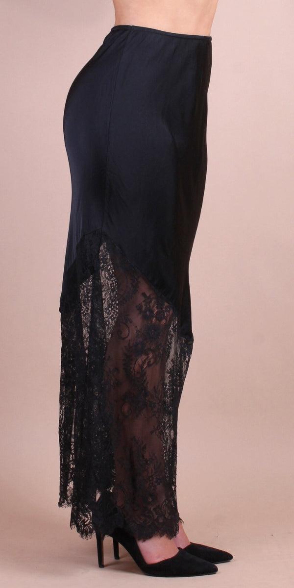 Coqueta Skirt - Gigi Moda - Made in Italy # elastic waistband, gigi moda, lace, Made in Italy, Maxi Skirt, Satin, skirt