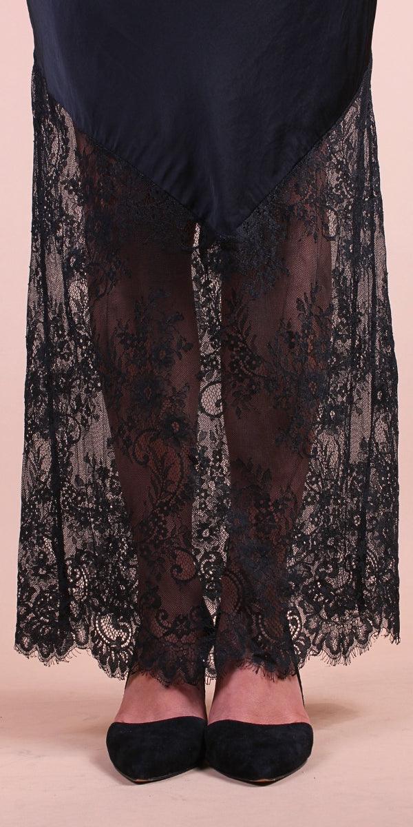 Coqueta Skirt - Gigi Moda - Made in Italy # elastic waistband, gigi moda, lace, Made in Italy, Maxi Skirt, Satin, skirt