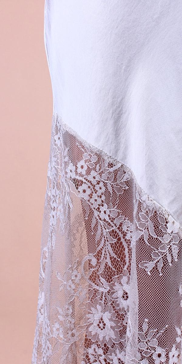 Coqueta Skirt - Gigi Moda - Made in Italy # elastic waistband, gigi moda, lace, Made in Italy, Maxi Skirt, Satin, skirt