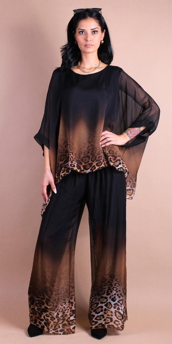 Seta Savanna Kaftan - Gigi Moda - Made in Italy # animal print, Blouse, cheetah print, gigi moda, italian silk blouse, Kaftan, Made in Italy, maxretail, Ombre, OS, paisley print, resort, resort wear, Silk, silk blouse