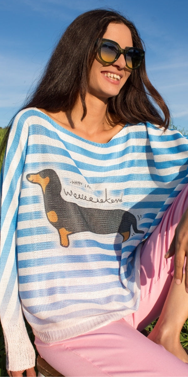 Daria Batwing Sweater with Bassotto Print