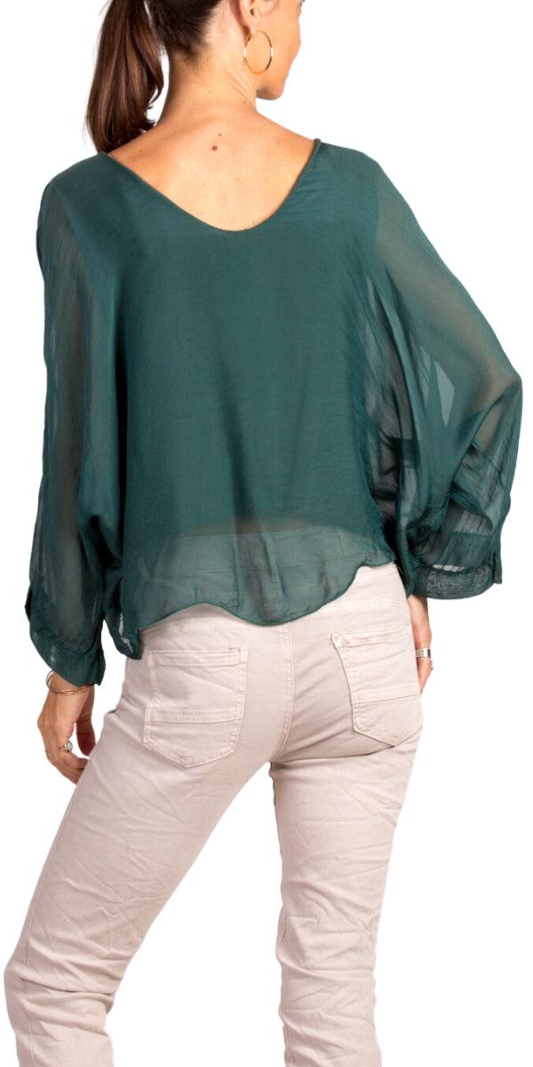 Isabetta Silk Crop Top - Gigi Moda - Made in Italy # italian clothing, made in italy, silk, silk blouse, womens clothing, womens tops