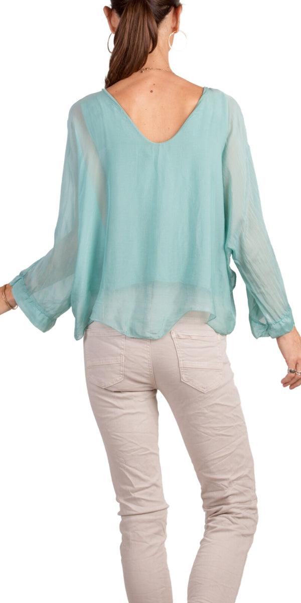 Isabetta Silk Crop Top - Shop Gigi Moda - Made in Italy # italian clothing, made in italy, silk, silk blouse, womens clothing, womens tops