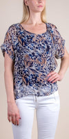 Monica Tropical Print Silk Kaftan - Shop Gigi Moda - Made in Italy # blouse, comfy top, gigi moda, Italian Clothing, Kaftan, Made in Italy, one size, Round Neck, Silk, top, tropical, tropical print, washable