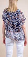 Monica Tropical Print Silk Kaftan - Shop Gigi Moda - Made in Italy # blouse, comfy top, gigi moda, Italian Clothing, Kaftan, Made in Italy, one size, Round Neck, Silk, top, tropical, tropical print, washable