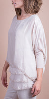 Romana Blouse - Gigi Moda - Made in Italy # blouse, frayed edge, gigi moda, italian silk blouse, made in italy, sequin top, Sequins, silk, silk blouse, silk top