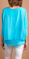 Romana Blouse - Gigi Moda - Made in Italy # blouse, frayed edge, gigi moda, italian silk blouse, made in italy, sequin top, Sequins, silk, silk blouse, silk top