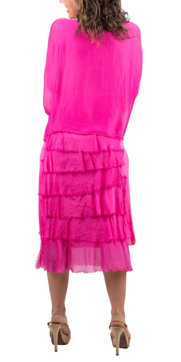 Siena Scoop Neck Maxi Dress - Gigi Moda - Made in Italy # Dress, Gigi Moda, Made in Italy, Maxi Dress, one size, OS, ruffles, Scoop Neck, short sleeve, short sleeve dress, Silk