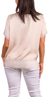 Turin Top - Gigi Moda - Made in Italy # Blouse, Blouses, clothing for women, comforatable fit, comfy, Gigi Moda, italian clothes, Italian Clothing, italian fashion, italian top, Made in Italy, one size, raw edge, Round Neck, shopgigimoda, short sleeve, short sleeve top, Silk, Top, womans clothing, womens fashion, Womens Tops