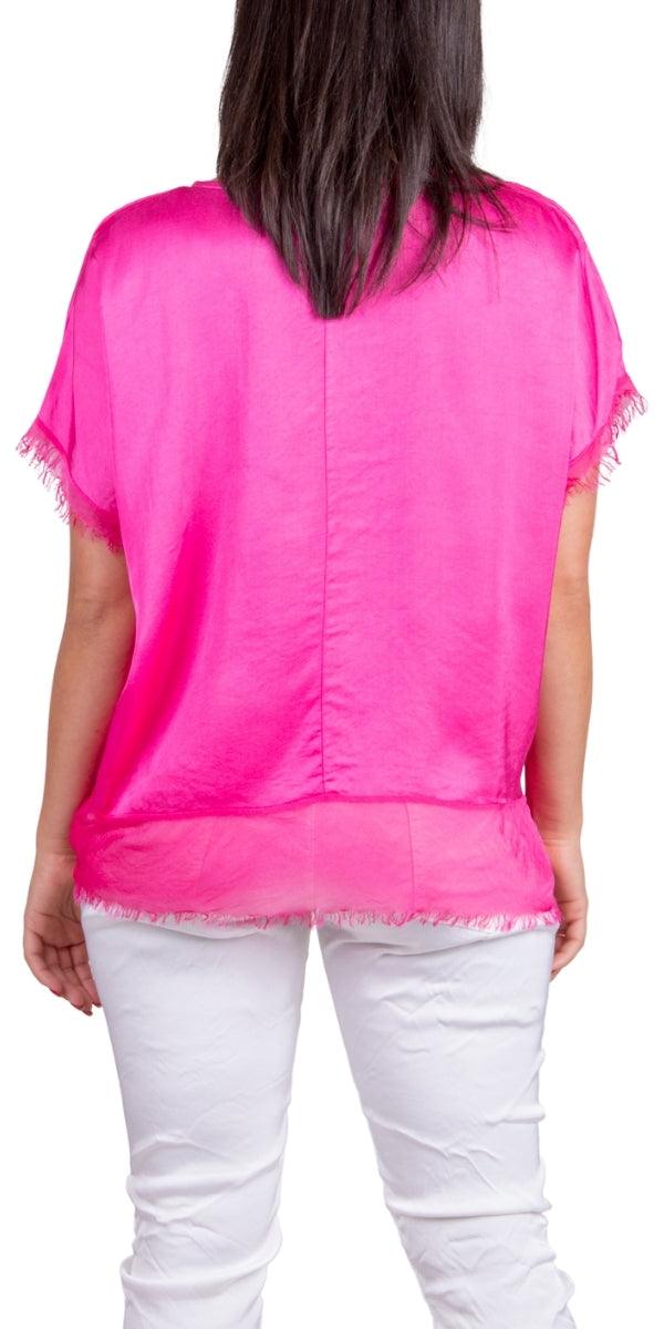 Turin Top - Gigi Moda - Made in Italy # Blouse, Blouses, clothing for women, comforatable fit, comfy, Gigi Moda, italian clothes, Italian Clothing, italian fashion, italian top, Made in Italy, one size, raw edge, Round Neck, shopgigimoda, short sleeve, short sleeve top, Silk, Top, womans clothing, womens fashion, Womens Tops