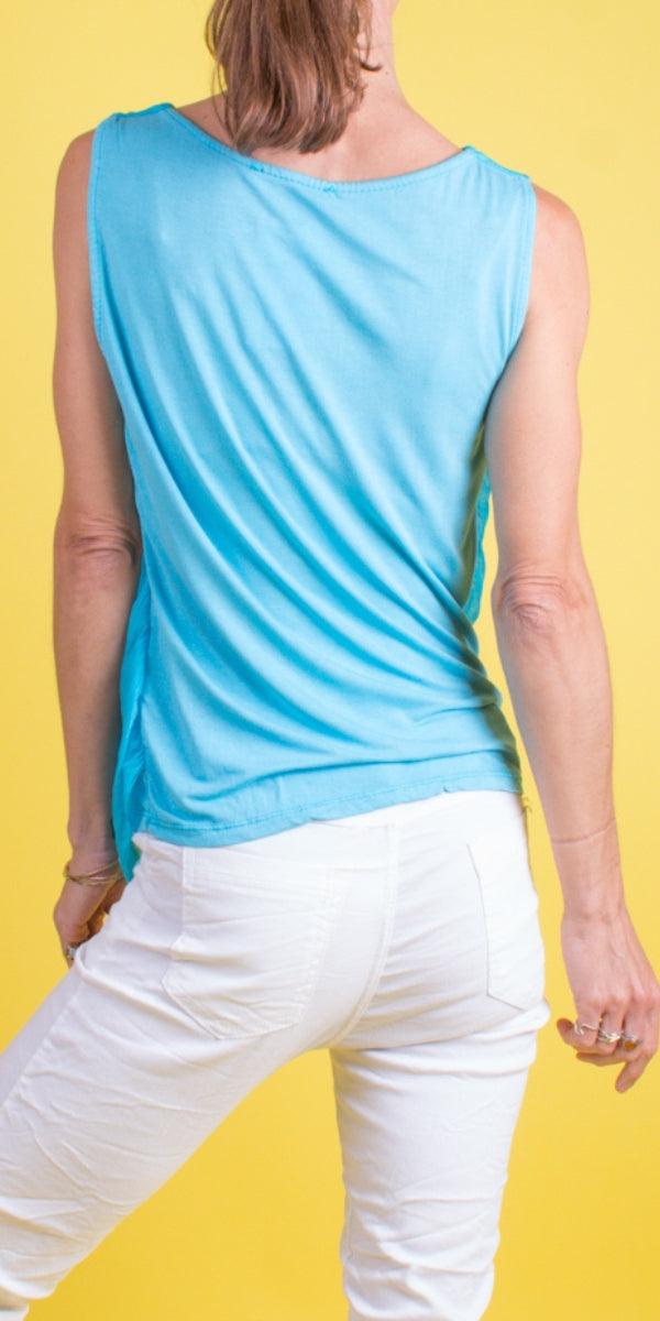 Maggia Silk Tank - Gigi Moda - Made in Italy # Blouse, Cowl Neck, italian blouse, italian tank top, italian top, Made in Italy, OS, resort wear, Silk, silk blouse, silk tank, Sleeveless, sleeveless top, Tank Top, Top