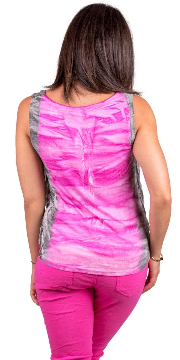 Maggia Tie-Dye Silk Tank - Gigi Moda - Made in Italy # Blouse, Cowl Neck, italian blouse, italian tank top, italian top, Made in Italy, OS, resort wear, Silk, silk blouse, silk tank, Sleeveless, sleeveless top, Tank Top, Tie Dye, Top