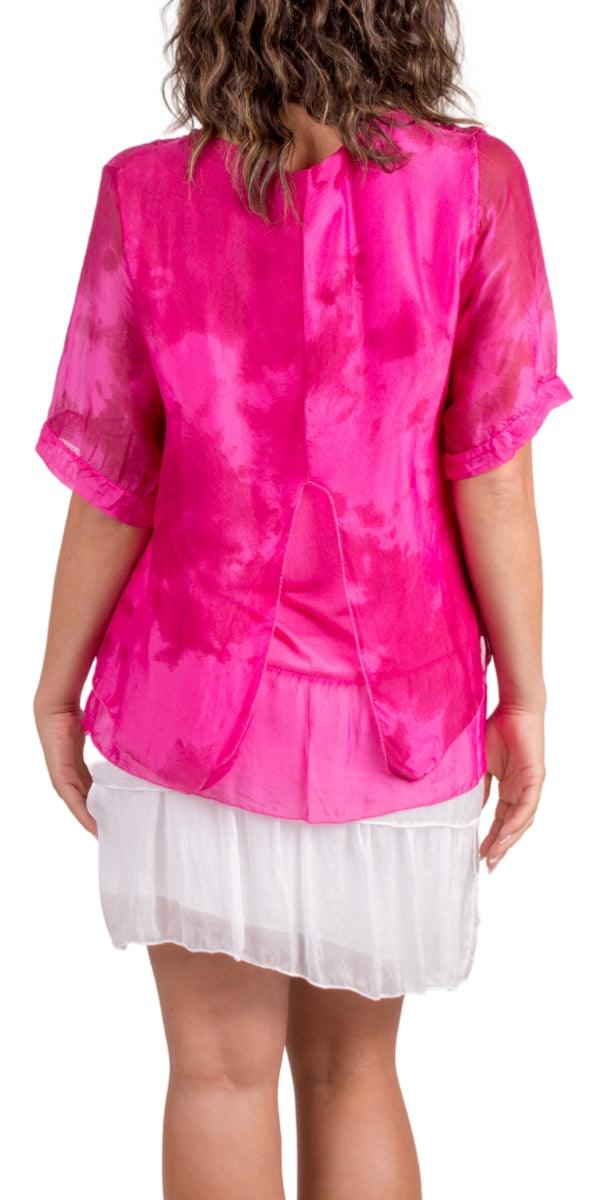 Angel Watercolor Blouse - Gigi Moda - Made in Italy # blouse, colorful print, gigi moda, italian silk blouse, Kaftan, Made in Italy, silk, silk blouse