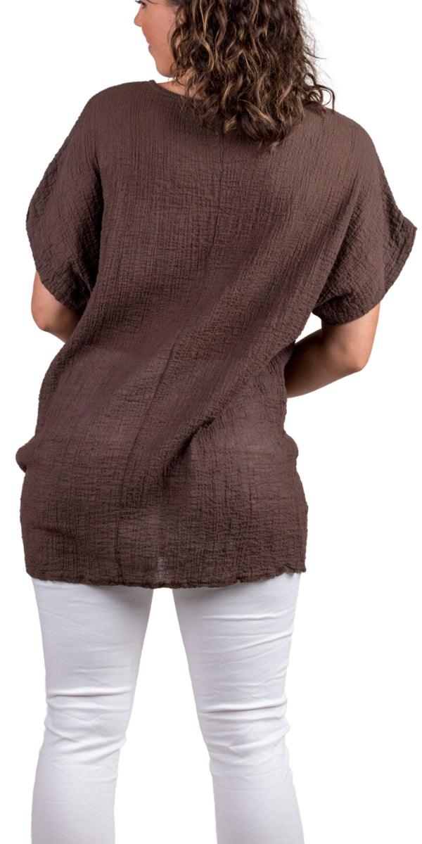 Campana Cotton Top - Gigi Moda - Made in Italy # Cap Sleeve, Cotton, gauze, Gigi Moda, Made in Italy, one size, shirt, spring, summer, Top, V-Neck, v-neck tee, v-neck top, waffle, waffle cotton