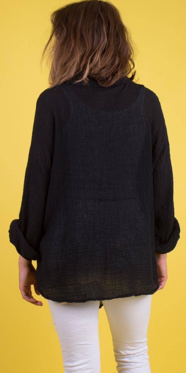 Button-Down Waffle Cotton Top - Gigi Moda - Made in Italy # button down, collar, Collared, collared shirt, Cotton, front tie, gauze, Gigi Moda, Made in Italy, one size, shirt, spring, summer, Top, waffle, waffle cotton