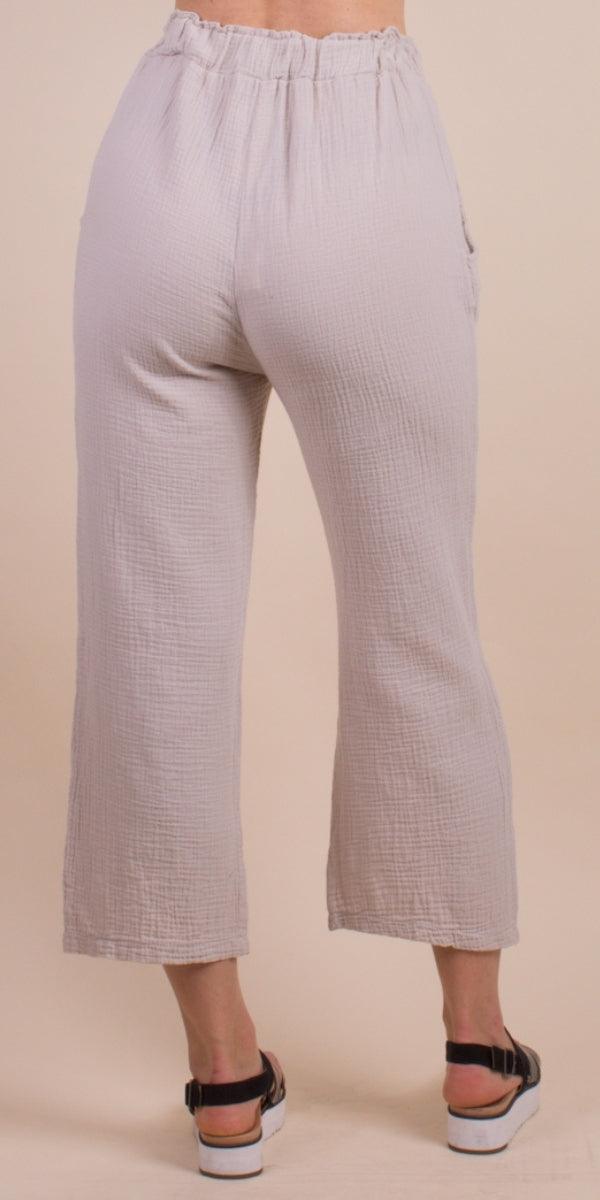 Jesi Cotton Pants - Gigi Moda - Made in Italy # 100% Cotton, Cotton, elastic waist, gauze, Gigi Moda, Made in Italy, one size, Pants, spring, summer, waffle, waffle cotton
