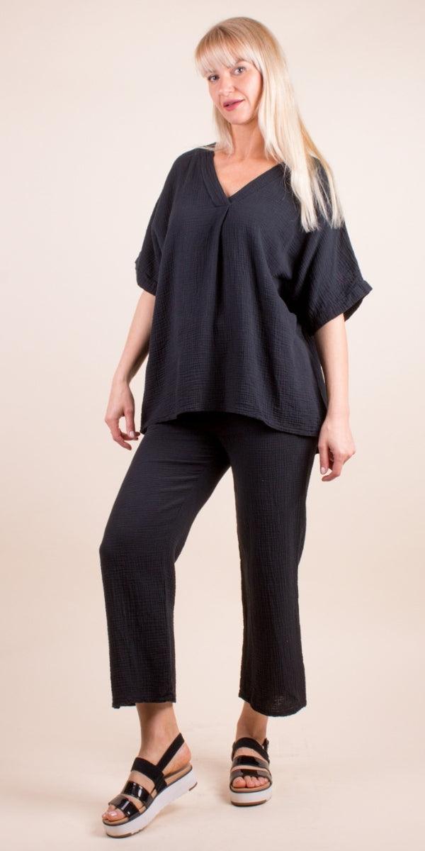 Jesi Cotton Pants - Gigi Moda - Made in Italy # 100% Cotton, Cotton, elastic waist, gauze, Gigi Moda, Made in Italy, one size, Pants, spring, summer, waffle, waffle cotton